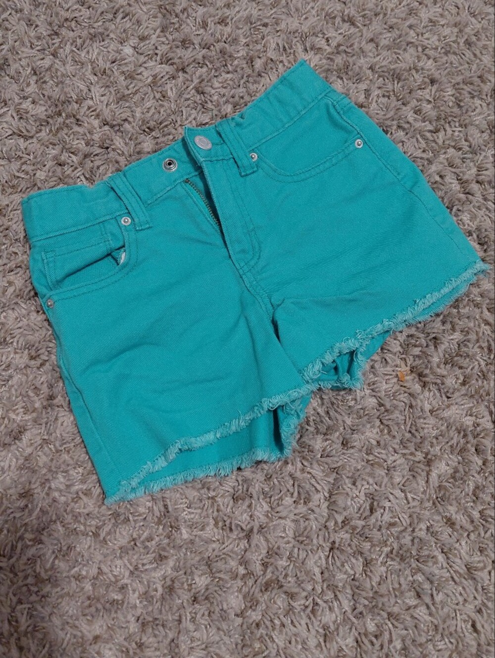 Old Navy Teal Frayed Hem Kids Denim Shorts